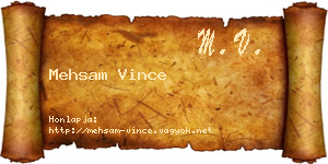 Mehsam Vince névjegykártya